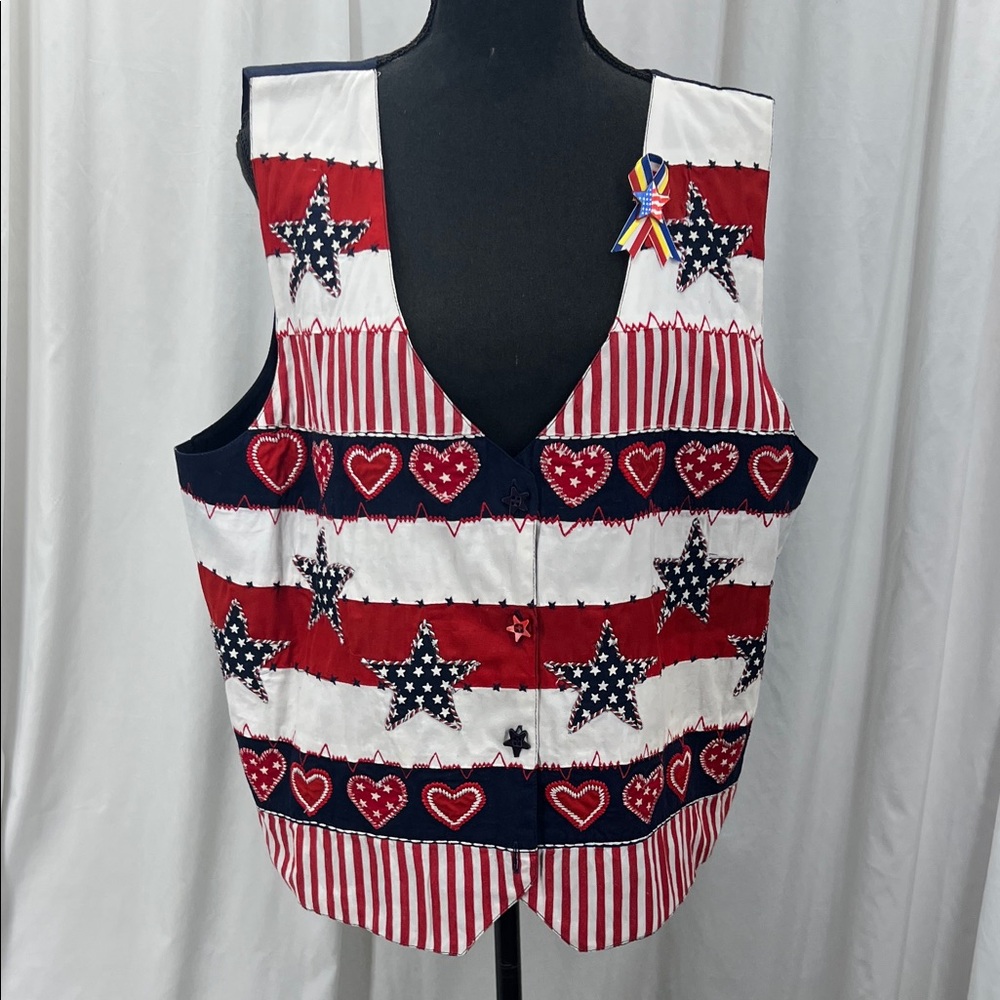 Willow Ridge Red, White, Blue Star Vest 4th of July Celebration Women’s XL